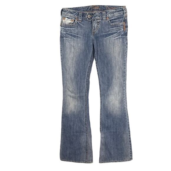 Y2K Silver Jeans Low Rise Boot Cut  Size 29 Thrashed Vintage Worn In Retro - Picture 1 of 9
